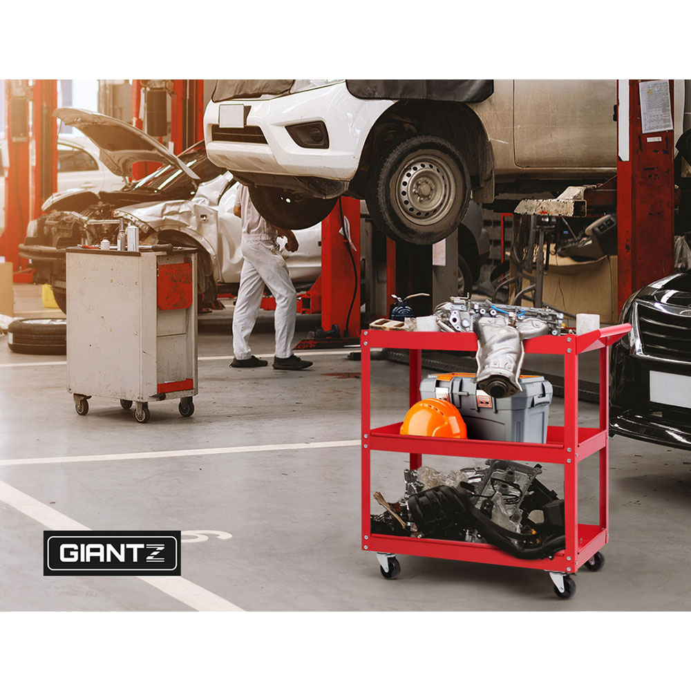 Giantz 3-Tier Tool Cart Trolley Workshop Garage Storage Organizer Red โ image 6