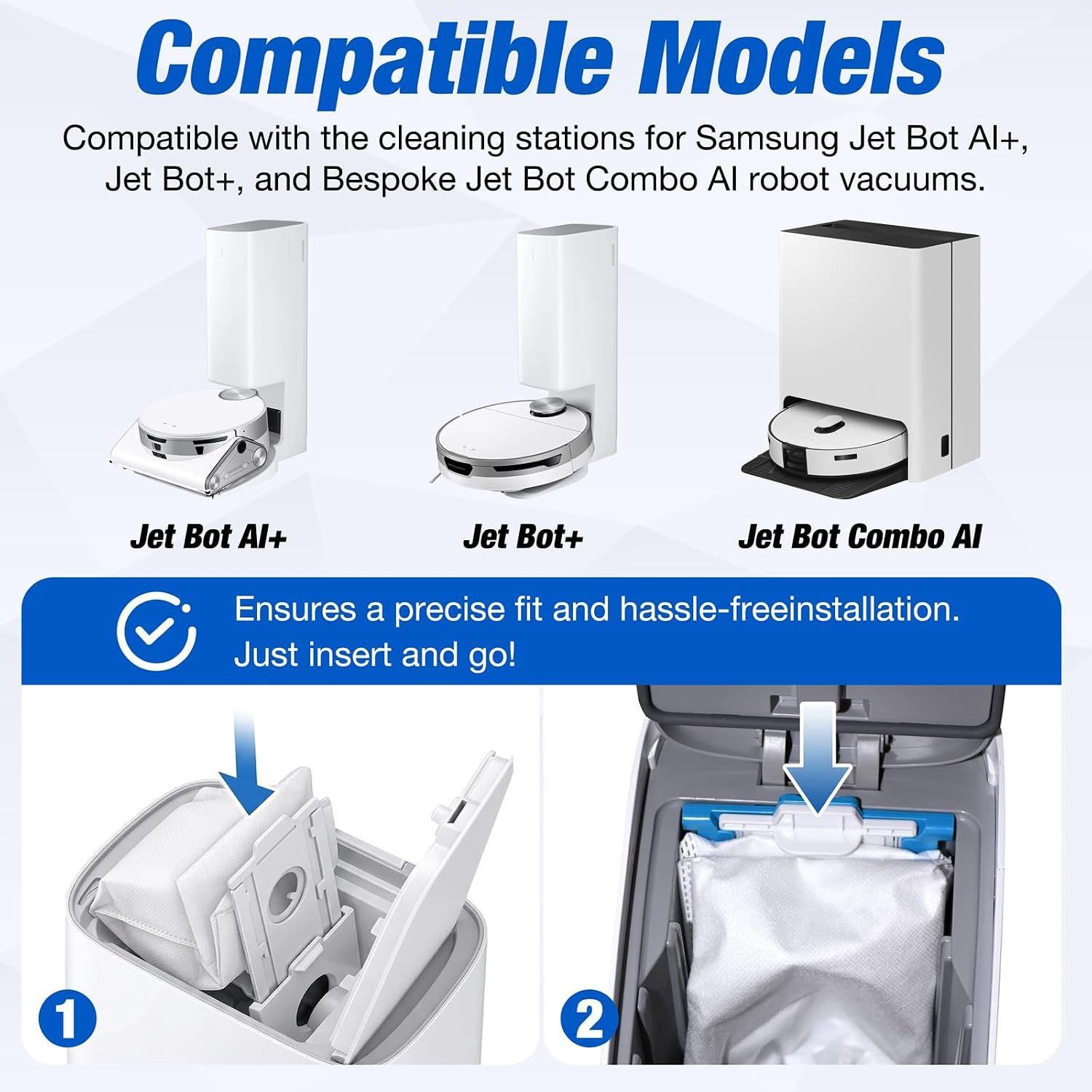 8 Pcs VCA-RDB95 Dust Bags Replacement Parts for Samsung Jet Bot Vacuum | For SAMSUNG Jet Bot AI+/Jet Bot+/Bespoke Jet Bot Combo AI vacuum clean — image 6