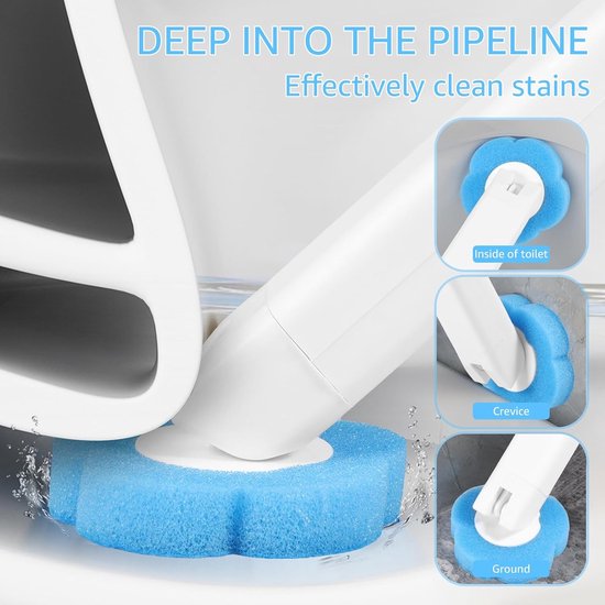 Toilet Brush Set with 24 Replaceable Heads - 360° Cleaning & Pre-assembled Cleaning Solution - Includes Storage Station — image 3