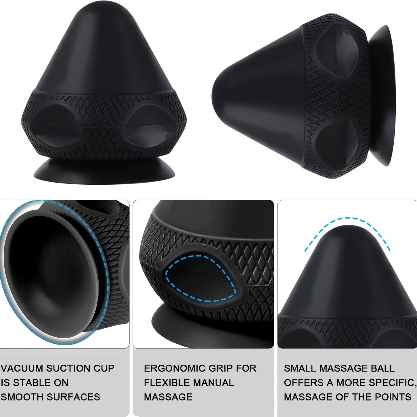 Deep Tissue Trigger Point Massage Tool, Installable Suction Cup Massage Ball, Multifunctional Massage Ball for Back, Shoulders, Neck, And Feet. Black — image 4