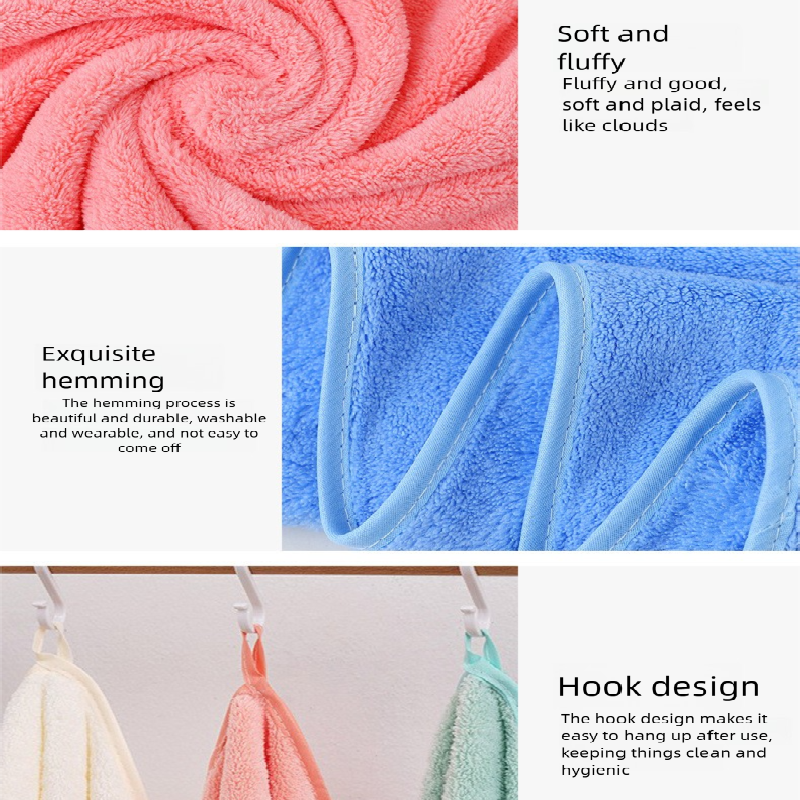 Pink Coral Fleece Thick Towel and Bath Towel Set – 4 Face Towels and 2 Bath Towels in Solid Colors, Highly Absorbent and Ultra-Soft for Home Use — image 6