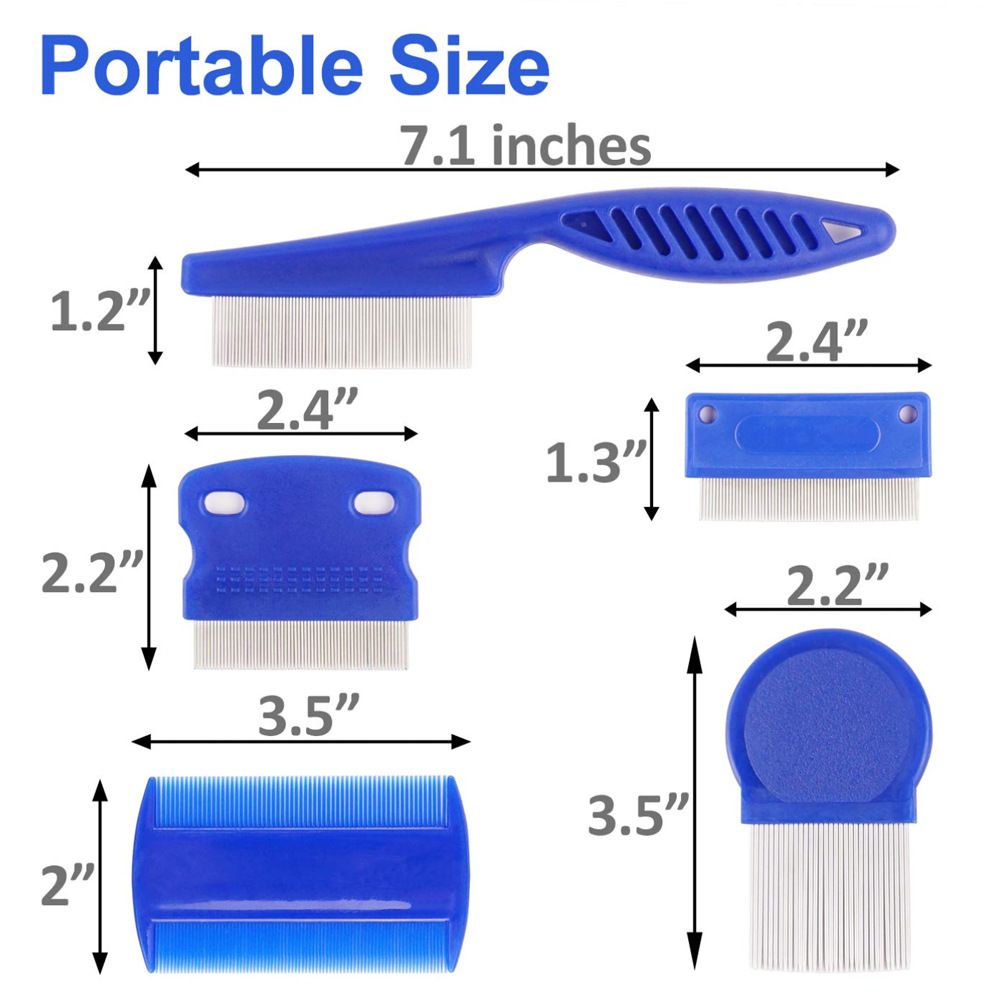 Thereisno 6 Pieces Set Pet Lice Combs Dog Grooming Flea Comb for Cat Tear Stain Comb for Removal Dandruff Hair Stain โ image 4
