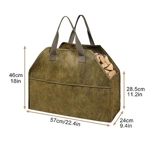 Log Carrier for Firewood Log Storage Holder Canvas Firewood Bag Durable Fire Wood Tote Outdoor Portable Organizer Firewood Holder โ image 3