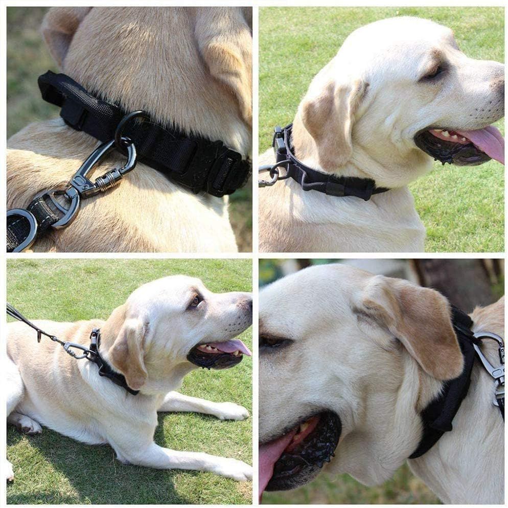 Tactical Dog Collar Military Dog Collar Adjustable Nylon Dog Collar Heavy Duty Metal Buckle with Handle for Dog Training (Black,L) — image 4