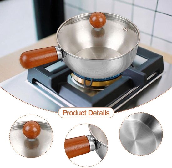 Stainless steel breakfast bowl - Small walnut wood pot for one person - Suitable for fruit salad, yoghurt and muesli (13cm bowl with lid, spoon) โ image 2