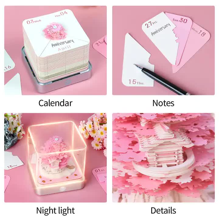 The Earth 3D Paper Sculpture Night Light with Memo Pad, Silver Base - Elegant Gift Set for Home & Office( Blue ) โ image 3
