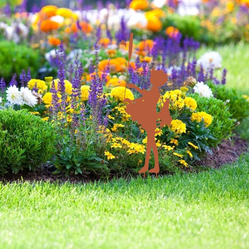 Decorative Garden Stakes Fairy Silhouette Metal Yard Stakes Arts Outdoor Garden Decor Spring Decor — image 4