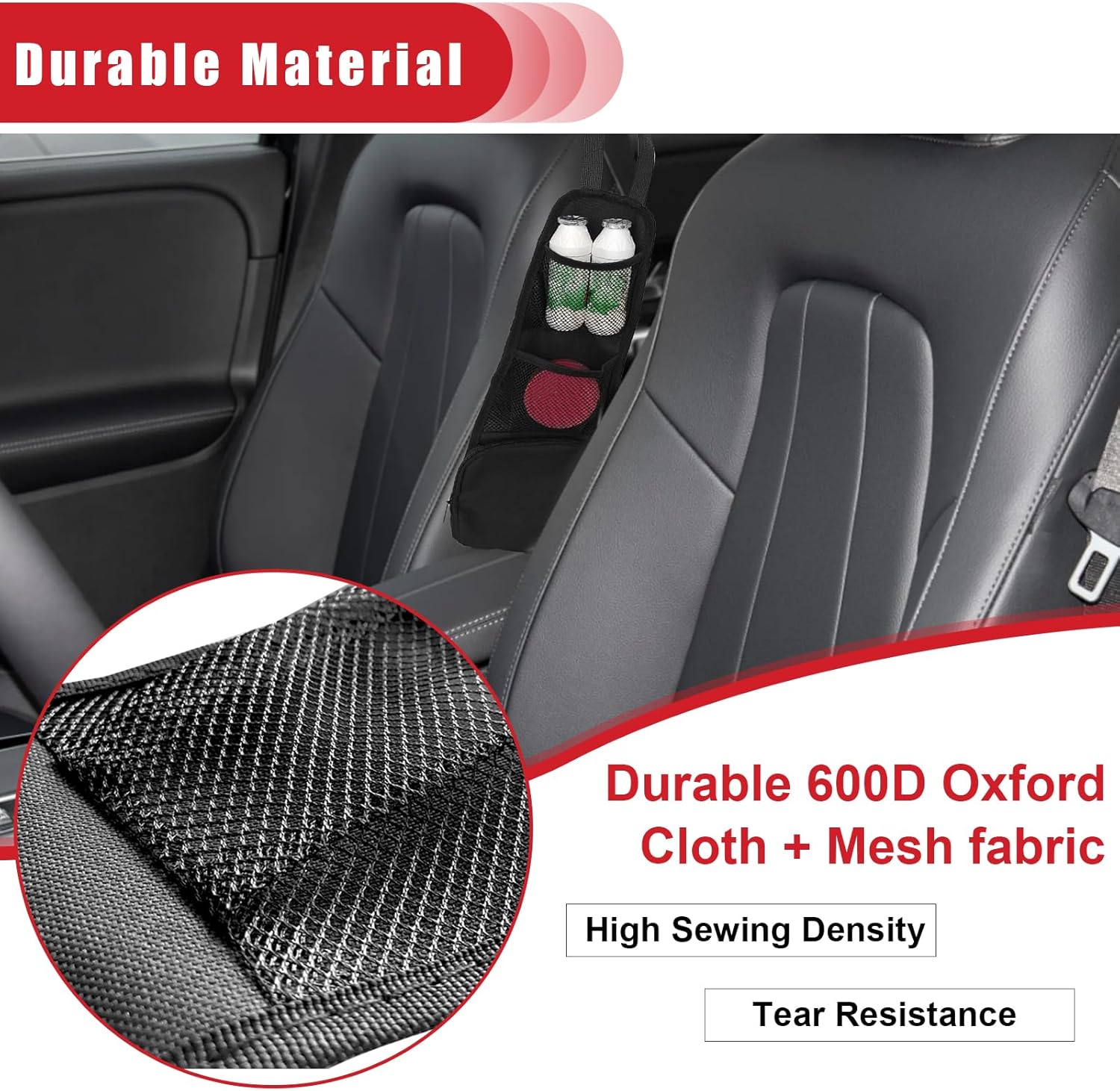 2PCS Car Seat Storage Hanging Bag, Multi-Pocket Seat Side Organizer, Multifunctional Mesh Net Pocket, Can Hold Mobile Phone, Wallet, Glasses, Suitable for โ image 6