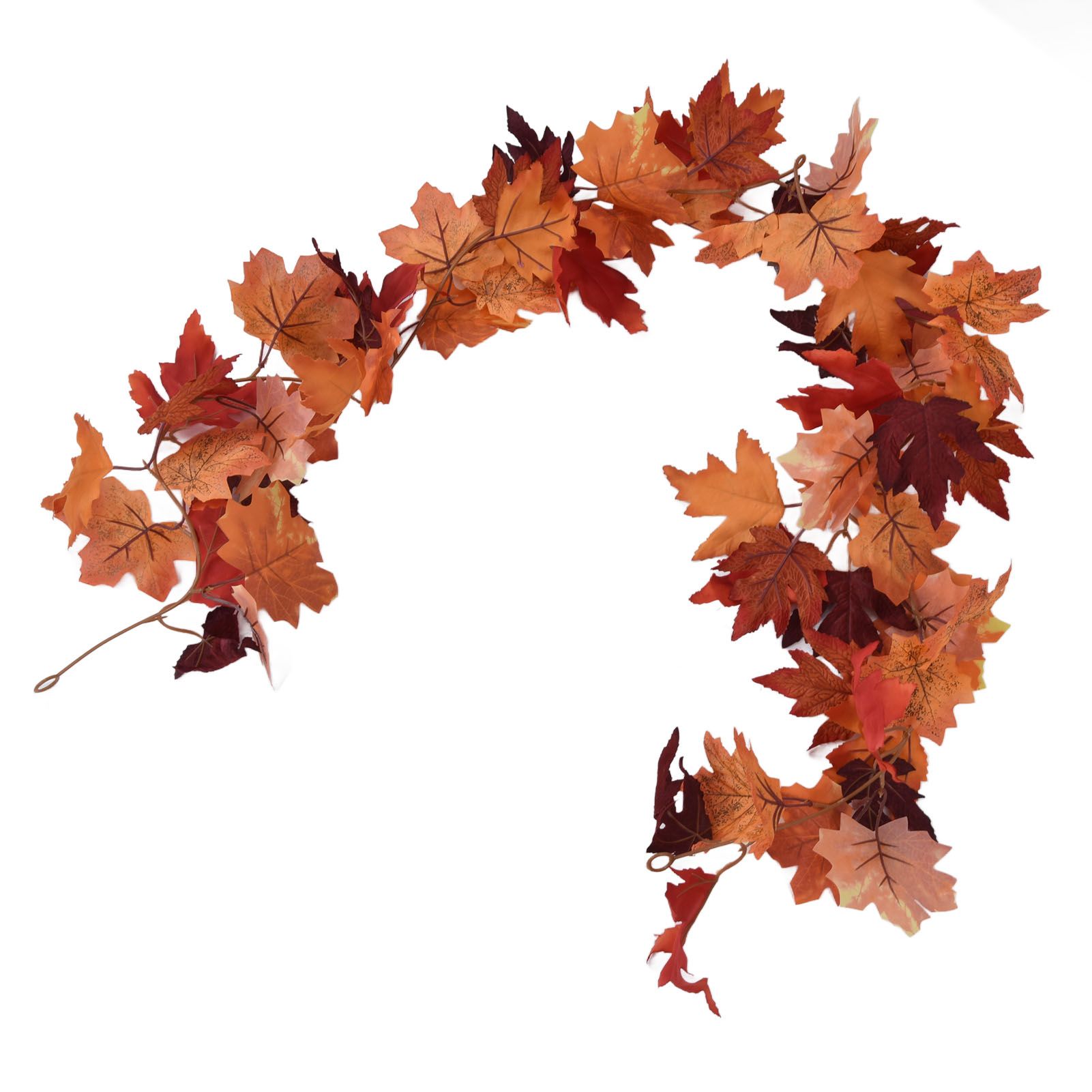 Decorative Artificial Maple Garland Fall Leaf Garland Decoration Thanksgiving Halloween Fake Maple VineDouble Maple Leaf Rattan Type C — image 3
