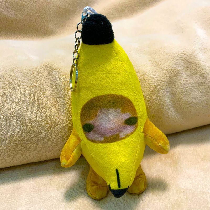 Sound Making Banana Cat Keychain Happy Funny Crying Banana Cat Plush Keychain (Two different expressions) — image 2