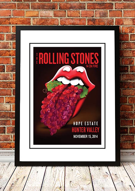 The Rolling Stones 'Hunter Valley' Australia Concert Poster 2014 - Framed A4