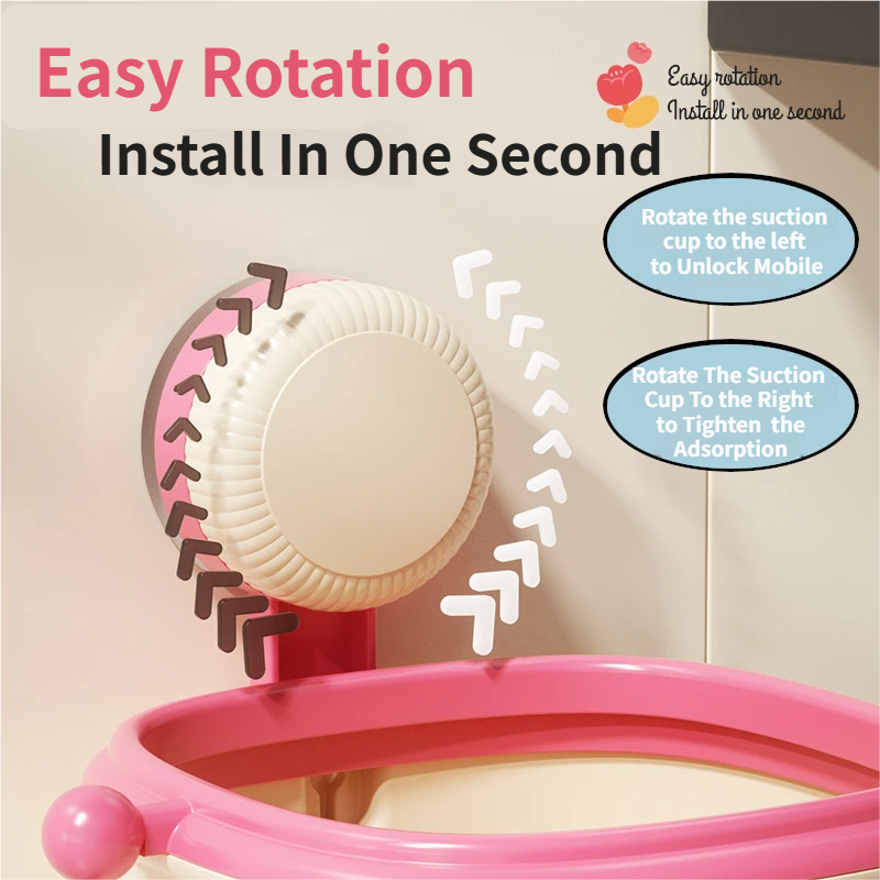 2-Pack Cream Red & Cream Powder Cute Suction Cup Wall-Mounted Trash Bin with Bag Press Ring and Wide Opening - Multifunctional Organizer & Waste Basket for โ image 3