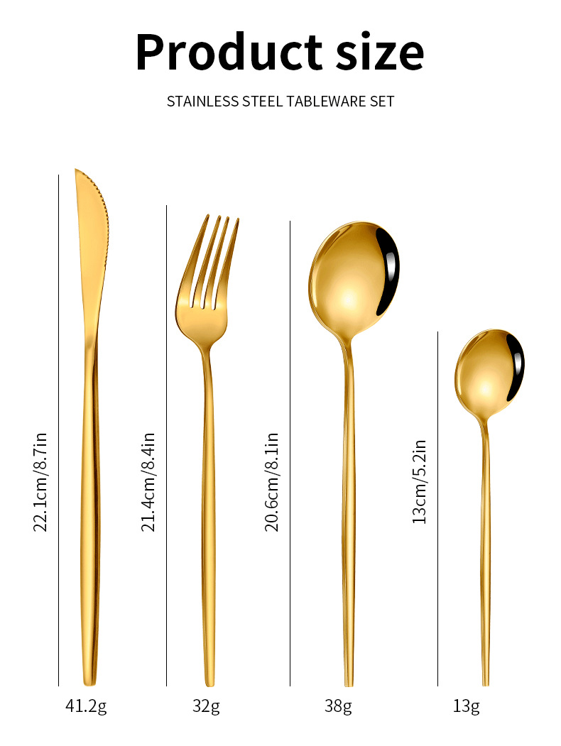 Colorful Color Premium 24-Piece Stainless Steel Cutlery Set - Elegant Golden Steak Knife, Fork, and Spoon Set in Luxury Gift Box — image 2