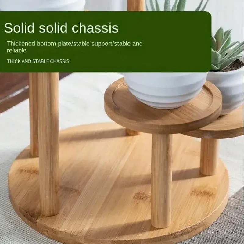 Round Tabletop Flower Stand Balcony Storage Shelf Display Rack Indoor Outdoor — image 5