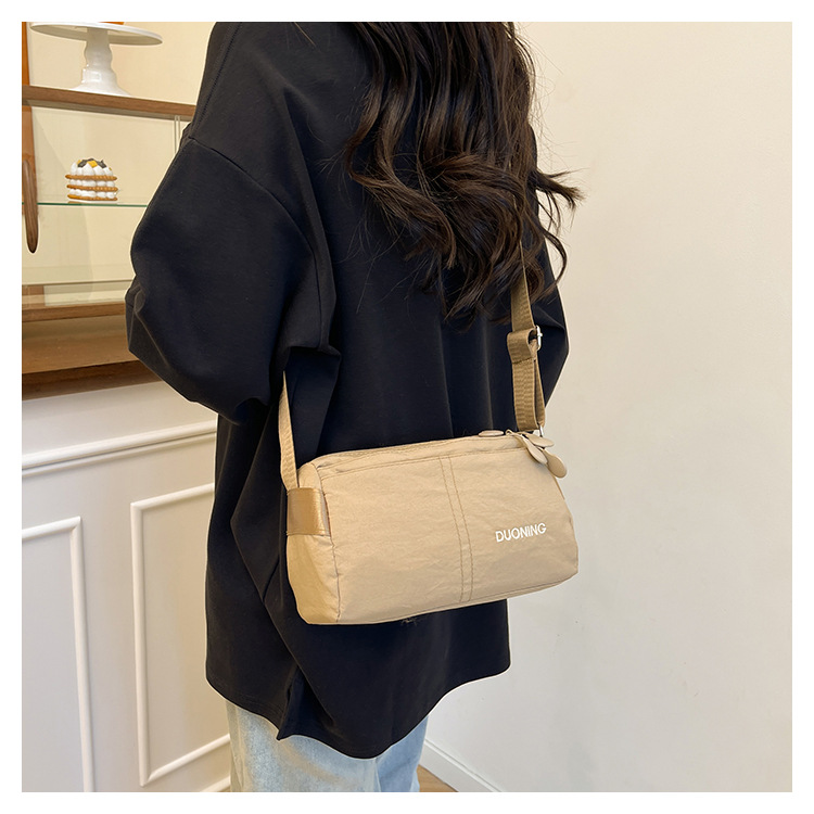 Khaki Women's Lightweight Nylon Crossbody Bag - Multi-Layer Shoulder Purse with Adjustable Strap for Casual Travel and Daily Use โ image 6