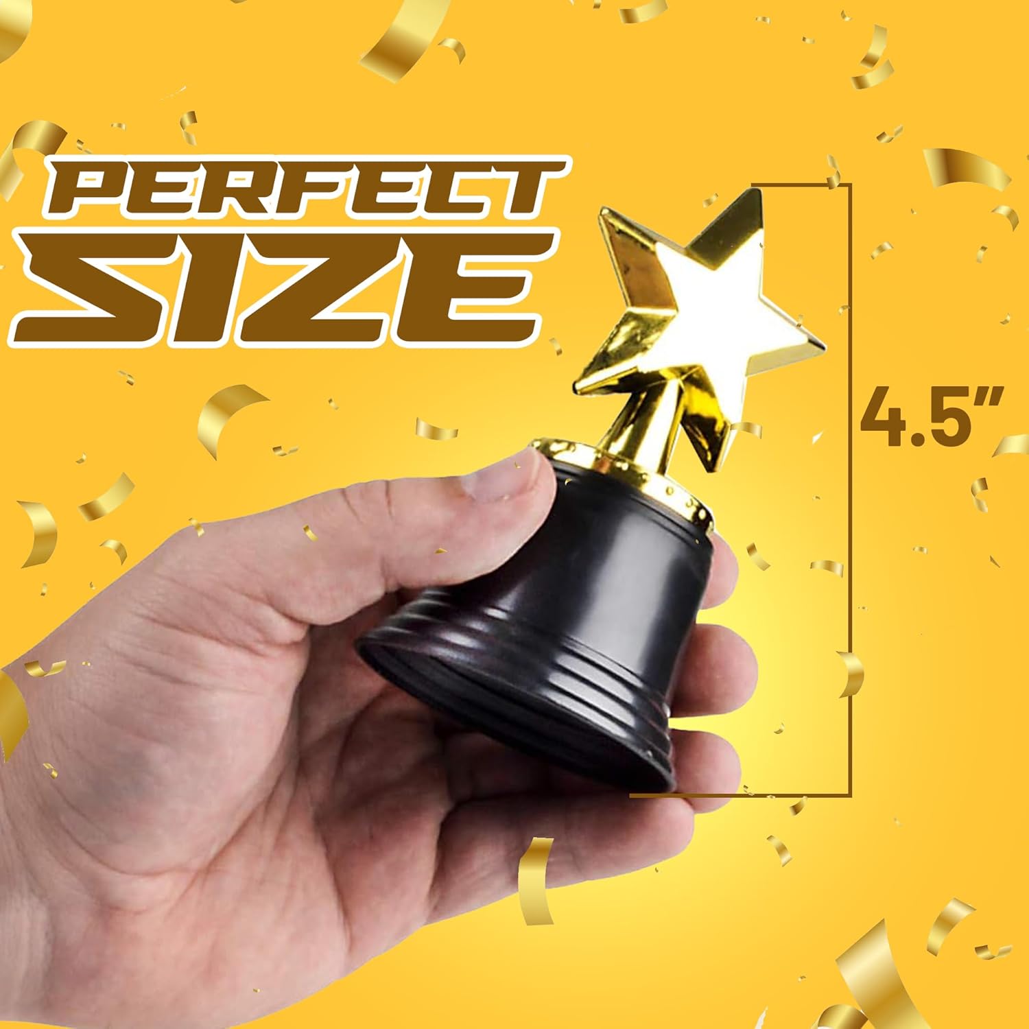 Star Trophy Awards - Pack of 12 Bulk - 4.5 Inch, Gold Award Trophies for Kids Party Favors, Props, Rewards, Winning Prizes, Competitions for Kids and Adults — image 4