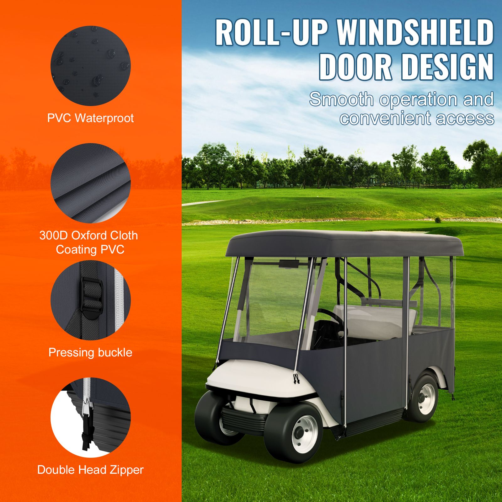 Golf Cart Enclosure, Polyester Driving Enclosure, Club Car Covers Universal Fits for 2+2 Passenger Golf Carts, Sunproof and Dustproof Outdoor Cart Cover โ image 5