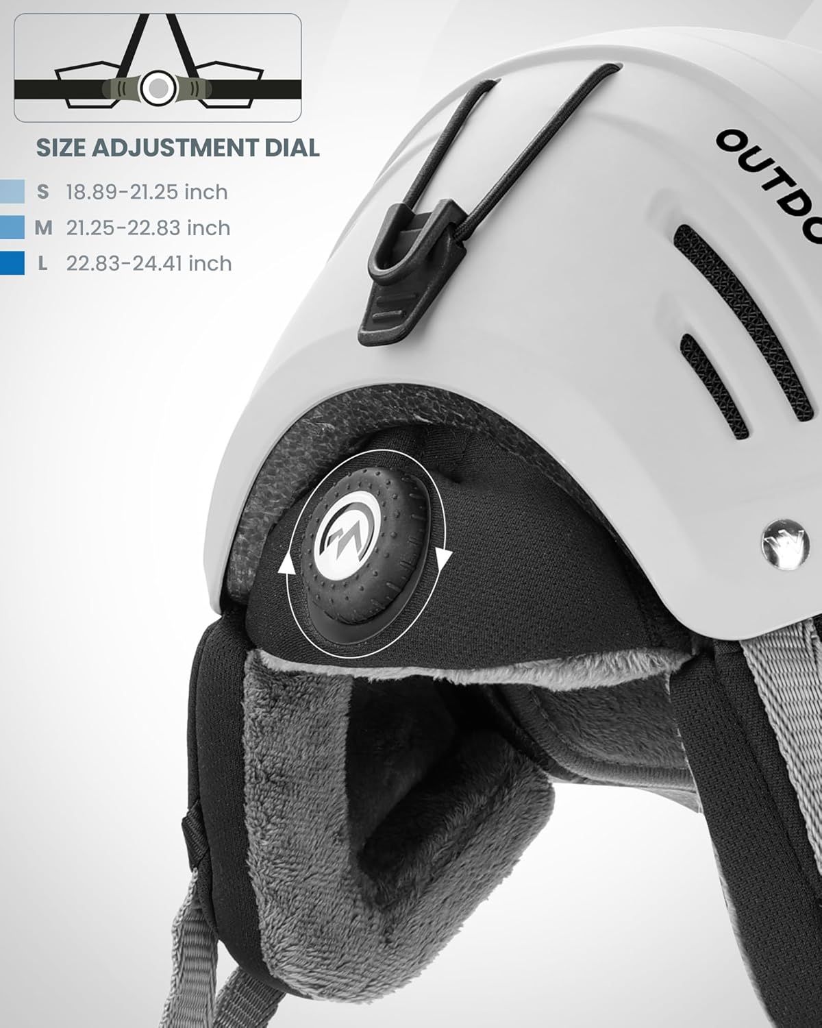OutdoorMaster Kelvin II Ski Snow Sport Helmet | Adjustable Dial Fit Snowboard Helmet for Men Women & Youth,ASTM Certified,14 Vents-Matte White-L โ image 3