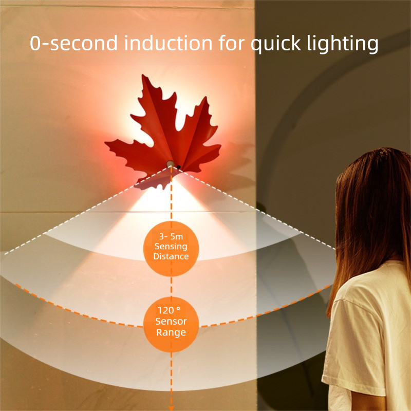 2 Pcs Maple Leaf Smart Motion-Sensing LED Night Light – Magnetic & Self-Adhesive — image 4