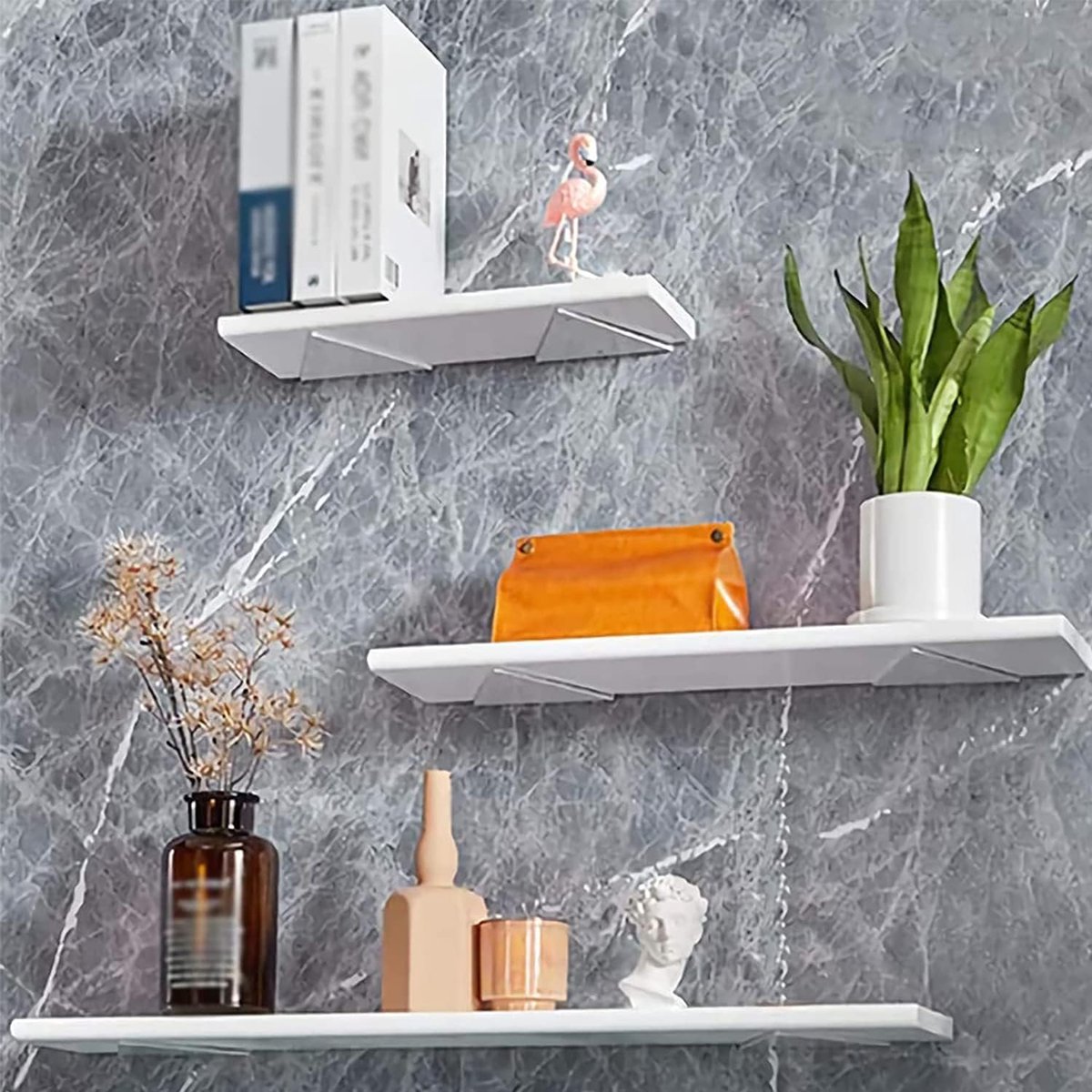 4 pieces - Shelf brackets - 10 × 8 cm - Wall-mounted floating bracket - Concealed shelf bracket - metal shelf brackets - triangular shelf bracket - with screws — image 3