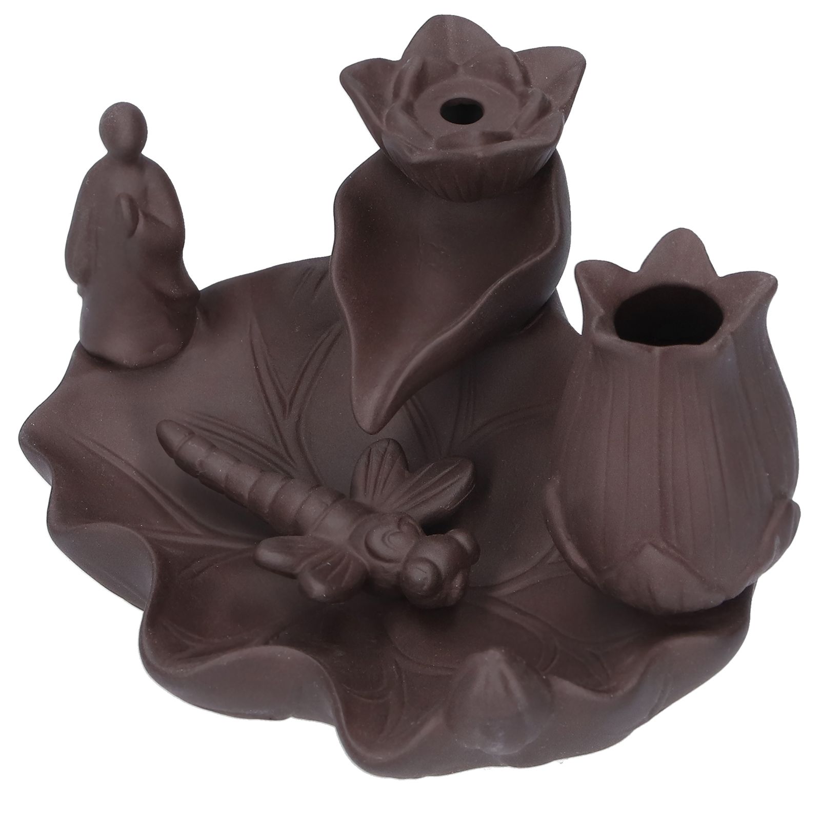 Incense Burner Red Porcelain Dragonfly Shape Backflow Smoke Waterfall Sandalwood Home Decor — image 3