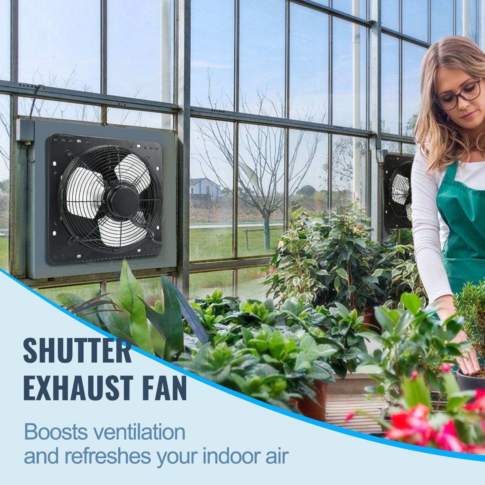 Shutter Exhaust Fan, 305 mm /12 inch with Temperature Humidity Controller, EC-motor, 904 CFM, Variable Speed Adjustable Wall Mount Attic Fan, Ventilation and — image 2