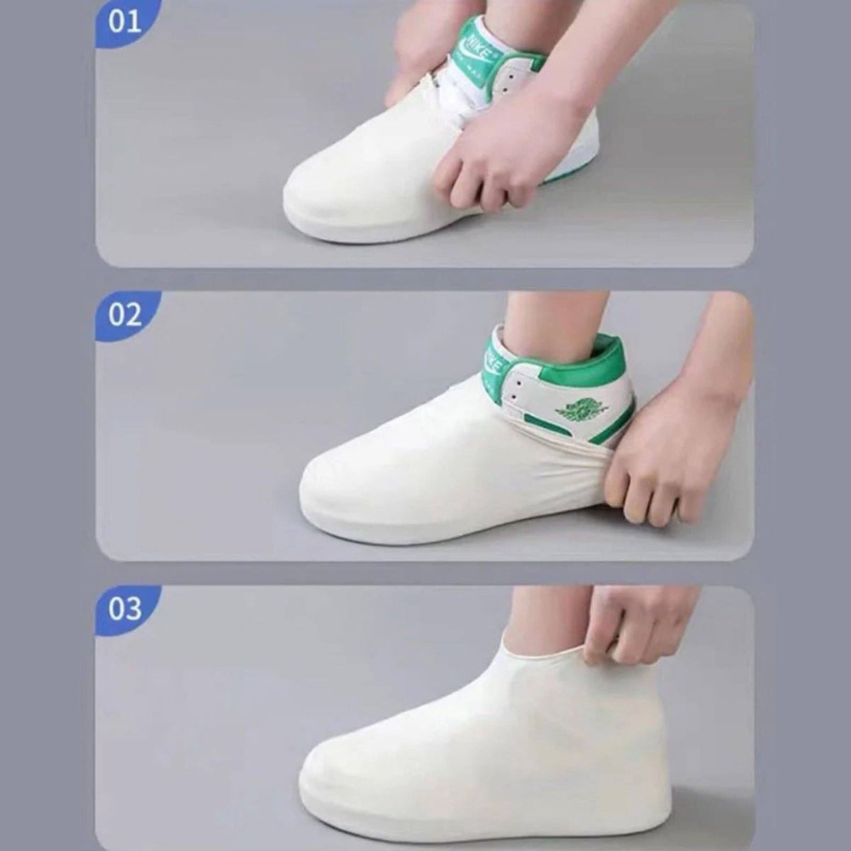 Overshoes - 1 Pair - Waterproof Silicone Overshoes - Reusable, Non-slip, Suitable for Outdoor Activities (White - Size L) — image 2