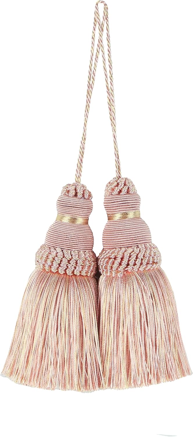 Tassel Key Tassel with Loops Handmade Craft Charms DIY Accessories Elegant Soft Making Curtain Home Decoration (Mix Pink, 2 pcs)