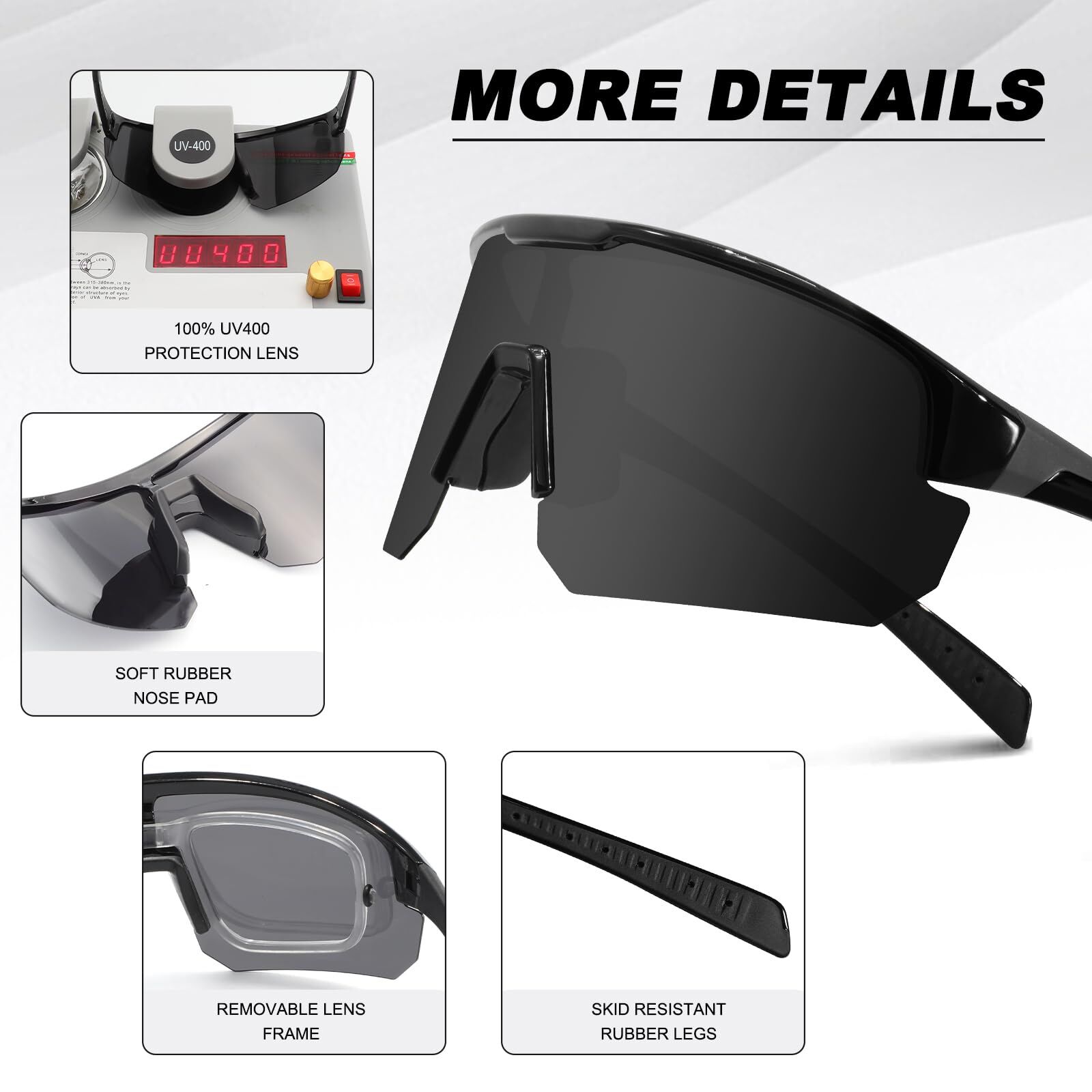 High-End Polarized Sports Sunglasses for Men Women โ UV400 Protection, Anti-Fog, Lightweight TR90 Frame, Removable Lens, Running, Fishing, Go โ image 5
