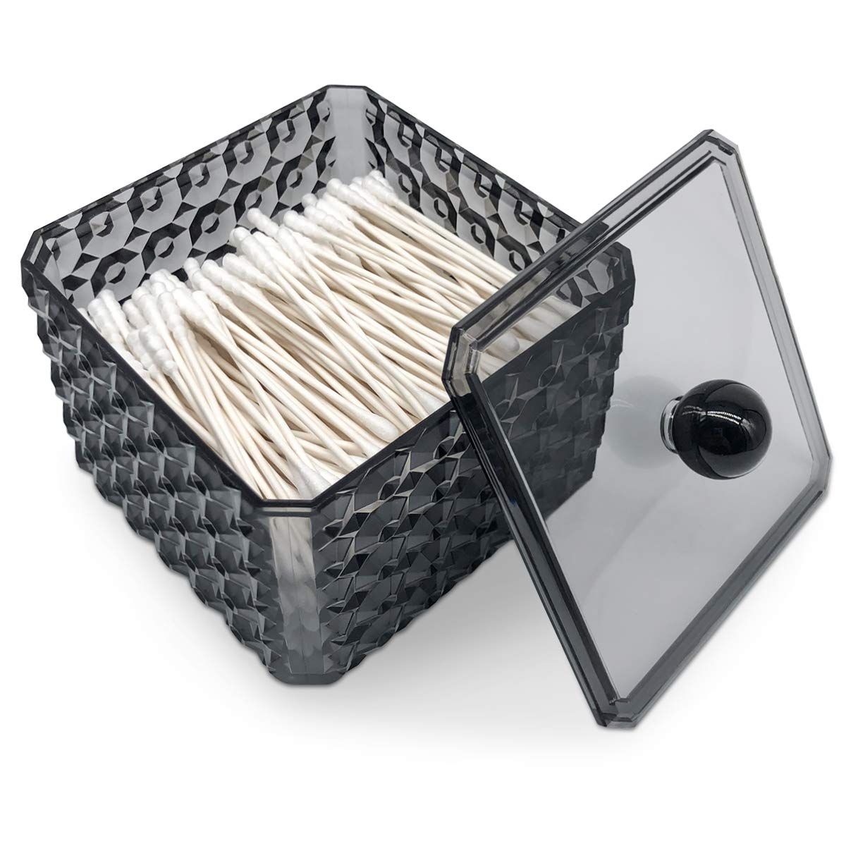 Cotton Swab Dispenser Holder, Clear Acrylic Cotton Pad Container,Holder for Cotton Swabs,Makeup Sponges,1PCS — image 3