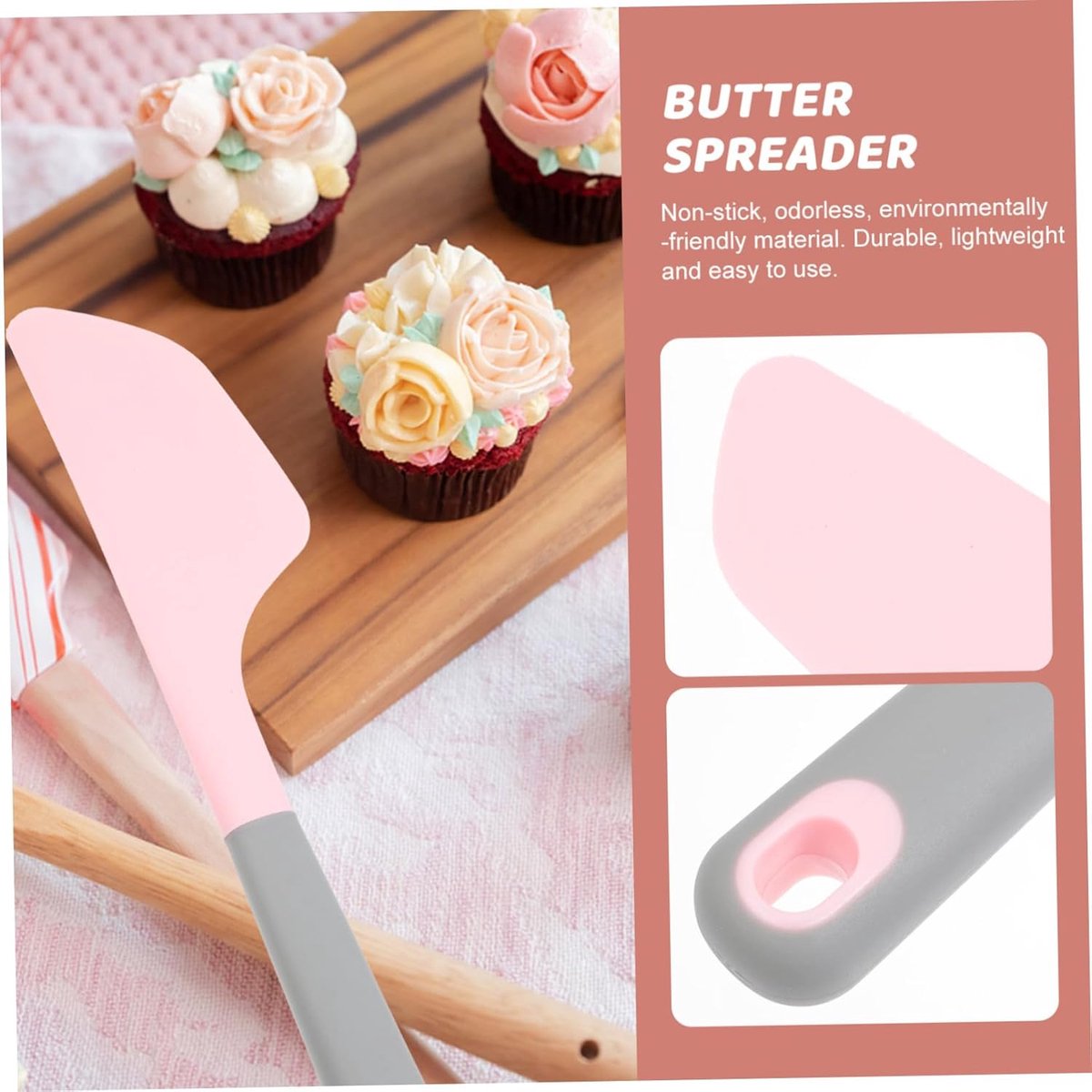 2-piece silicone cake scraper - non-stick baking tool - easy to clean and store - essential kitchen tool set — image 3