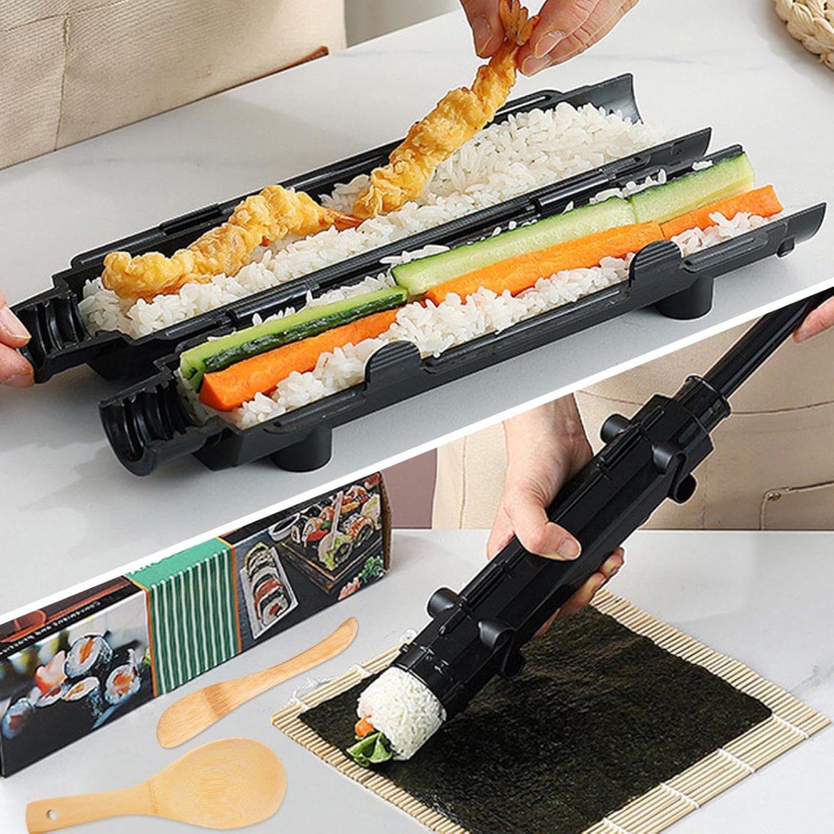 Sushi Maker Kit - Sushi Set - Sushi Maker - Sushi Roller - Sushi Bazooka - Includes Bamboo Sushi Mat - Shapes - DIY - Sushi Making - Sushi Shape - Sushi Mold — image 4