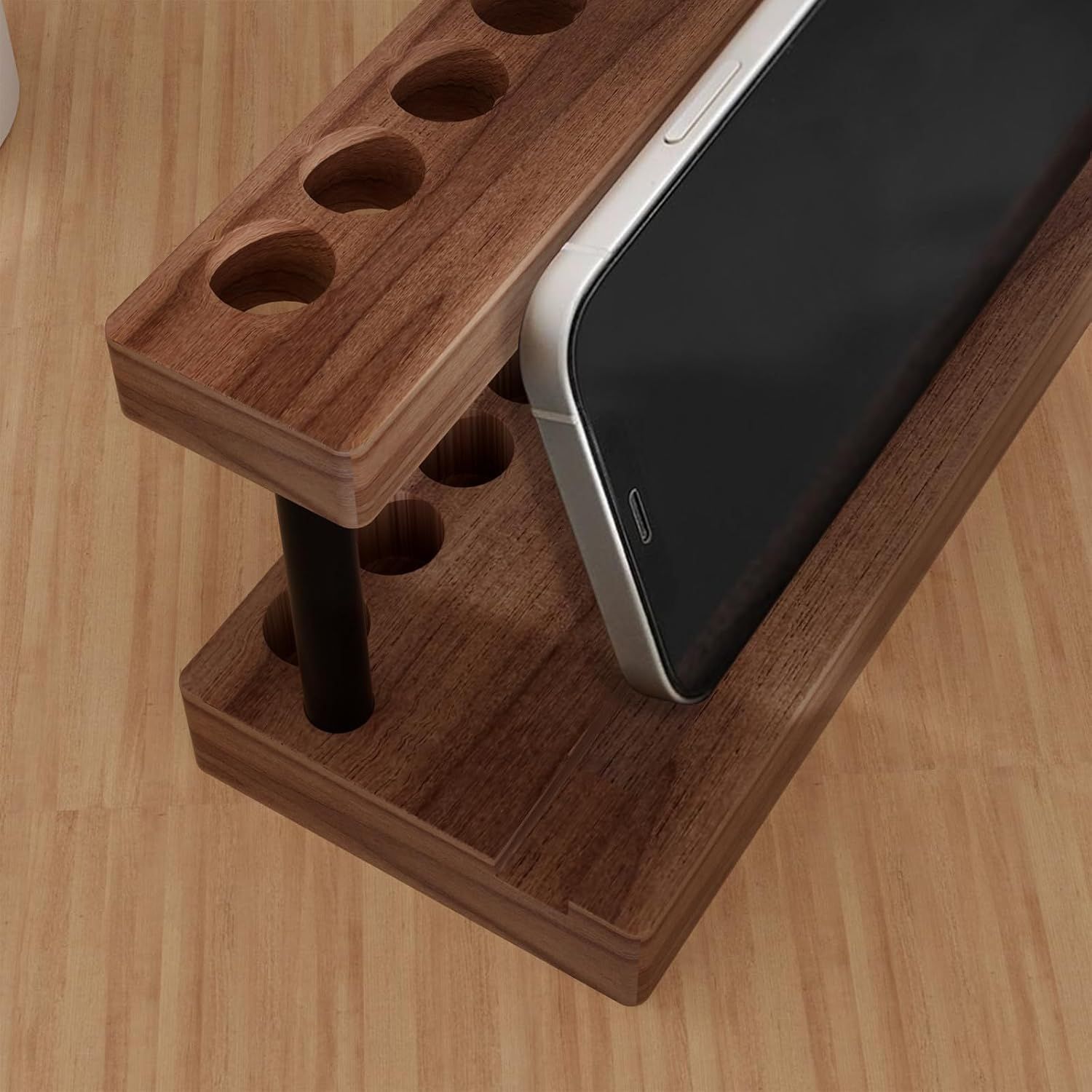 Pencil & Pen Holder for Desk, Solid Pen Display Stand with 9 Slots and Cell Phone Holder, Aesthetic Pen Organizer for Minimalist Office Desk Decor โ image 4