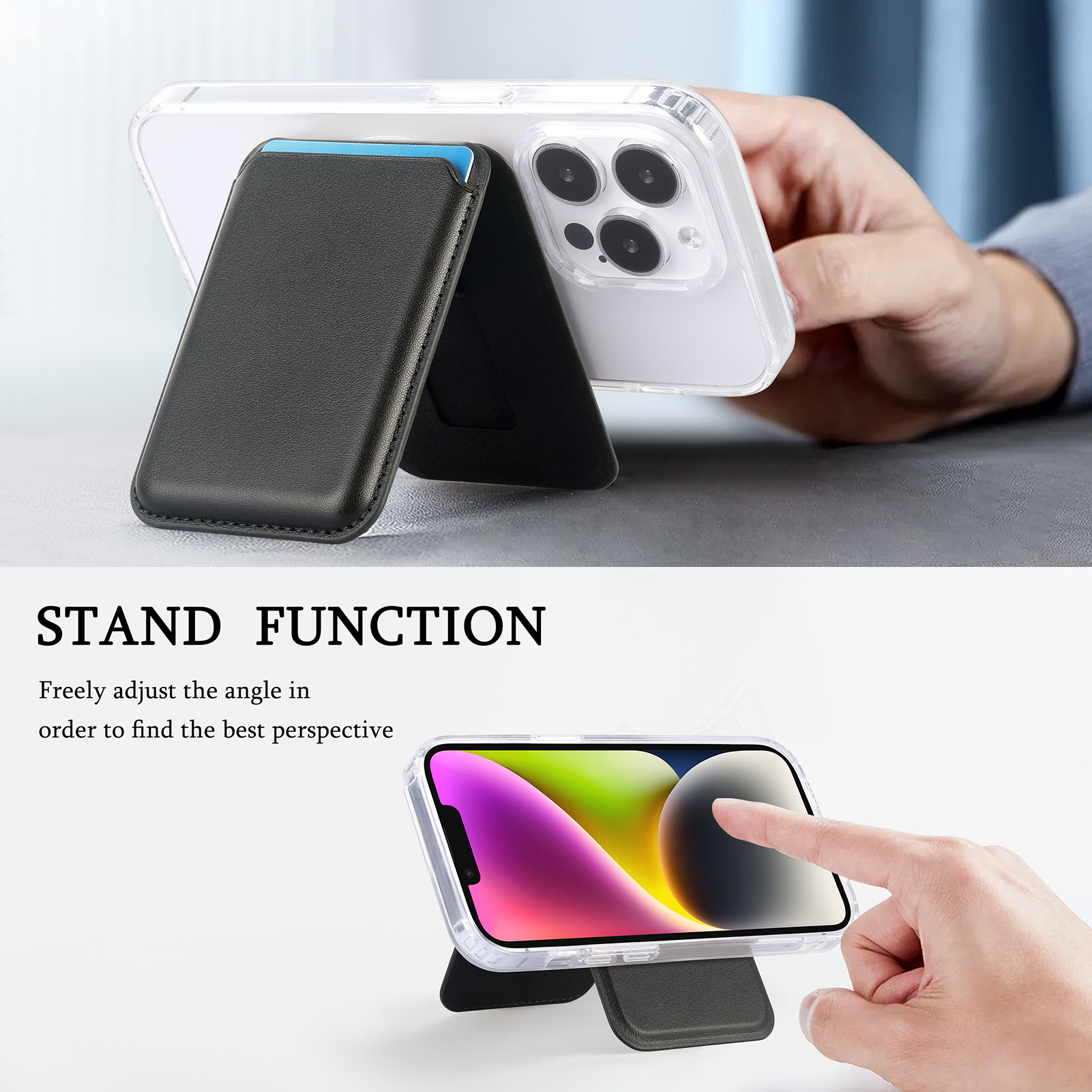 Blue Slim Magnetic Card Holder Wallet with Adjustable Kickstand - MagSafe Compatible โ image 3