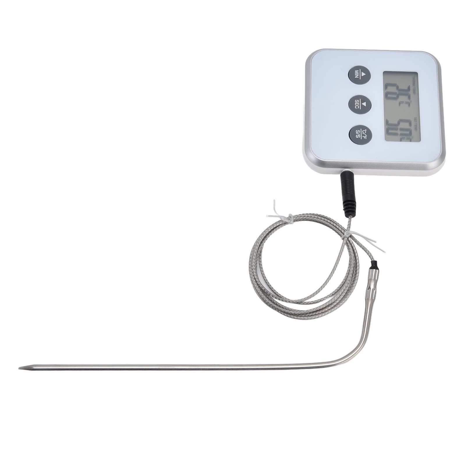 Meat Thermometer Smart 3 Buttons Digital LED Display Multifunctional Oven Thermometer with Probe for Cooking Baking BBQWhite — image 5