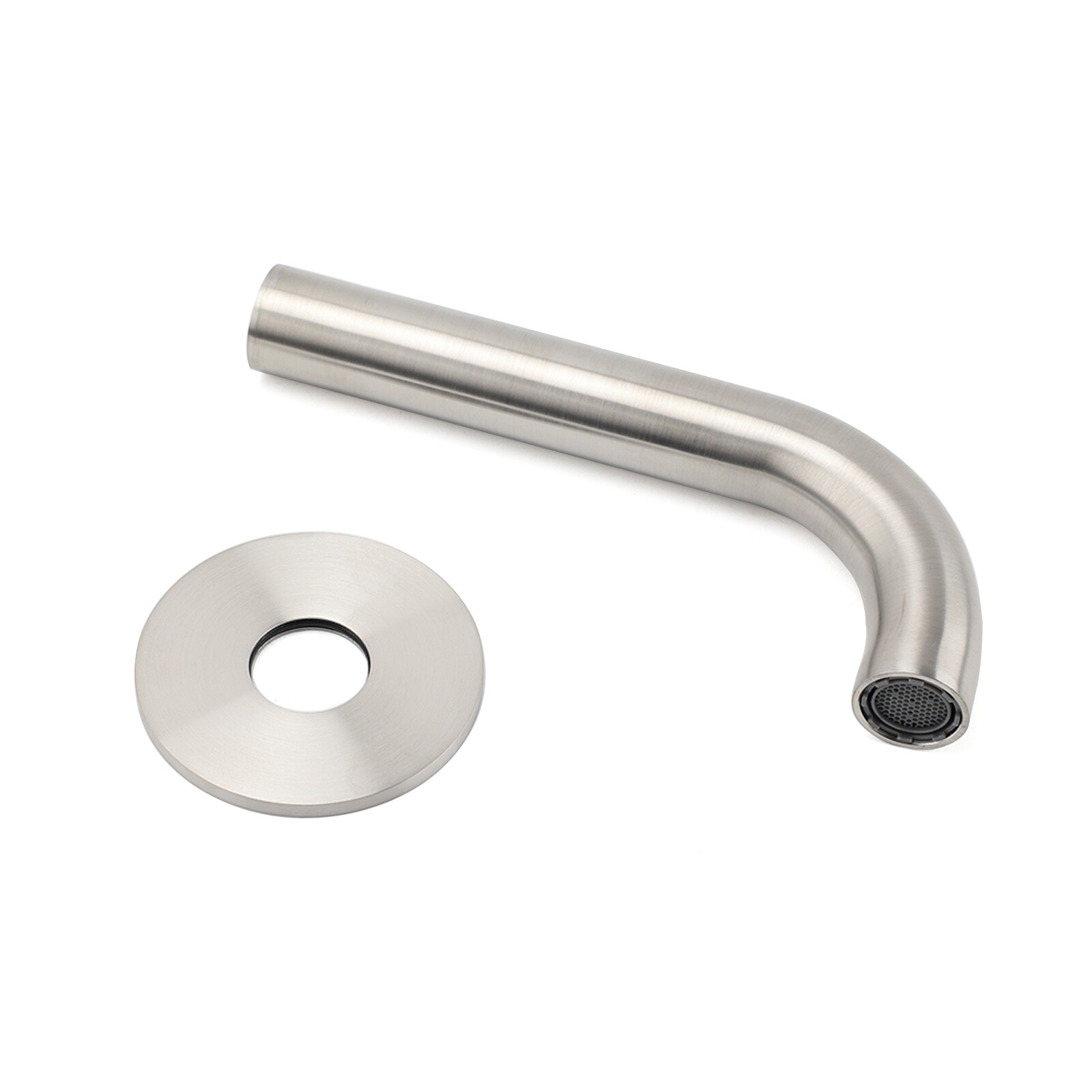 Brushed Nickel 150mm Round Curve Faucet Water Outlet Swivel Bathtub Filler Spout — image 6