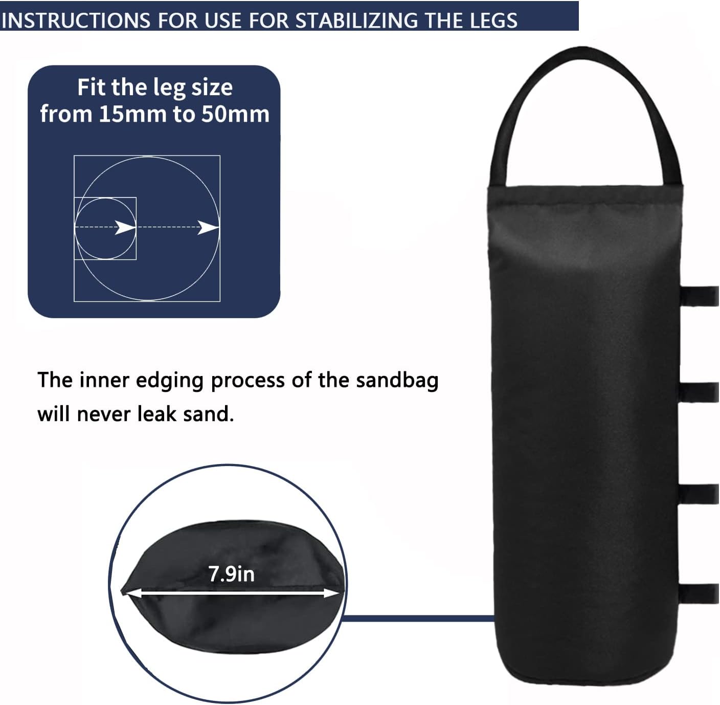 112 LBS Canopy Weights Sand Bags for Canopy Outdoor Advertising Tent Sunshade Fixed Windproof Pop up Tent（No Sand） 4-Pack Package May Vary — image 5