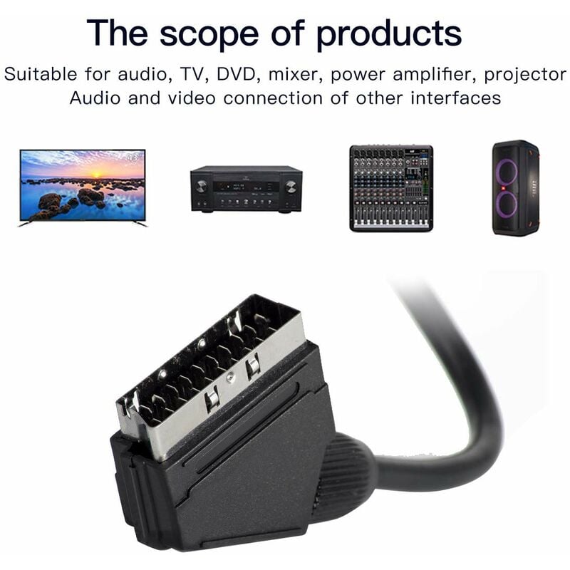 Scart to RCA Cable Male 1.5m Audio Video Adapter Compatible with TV DVD VCR โ image 2
