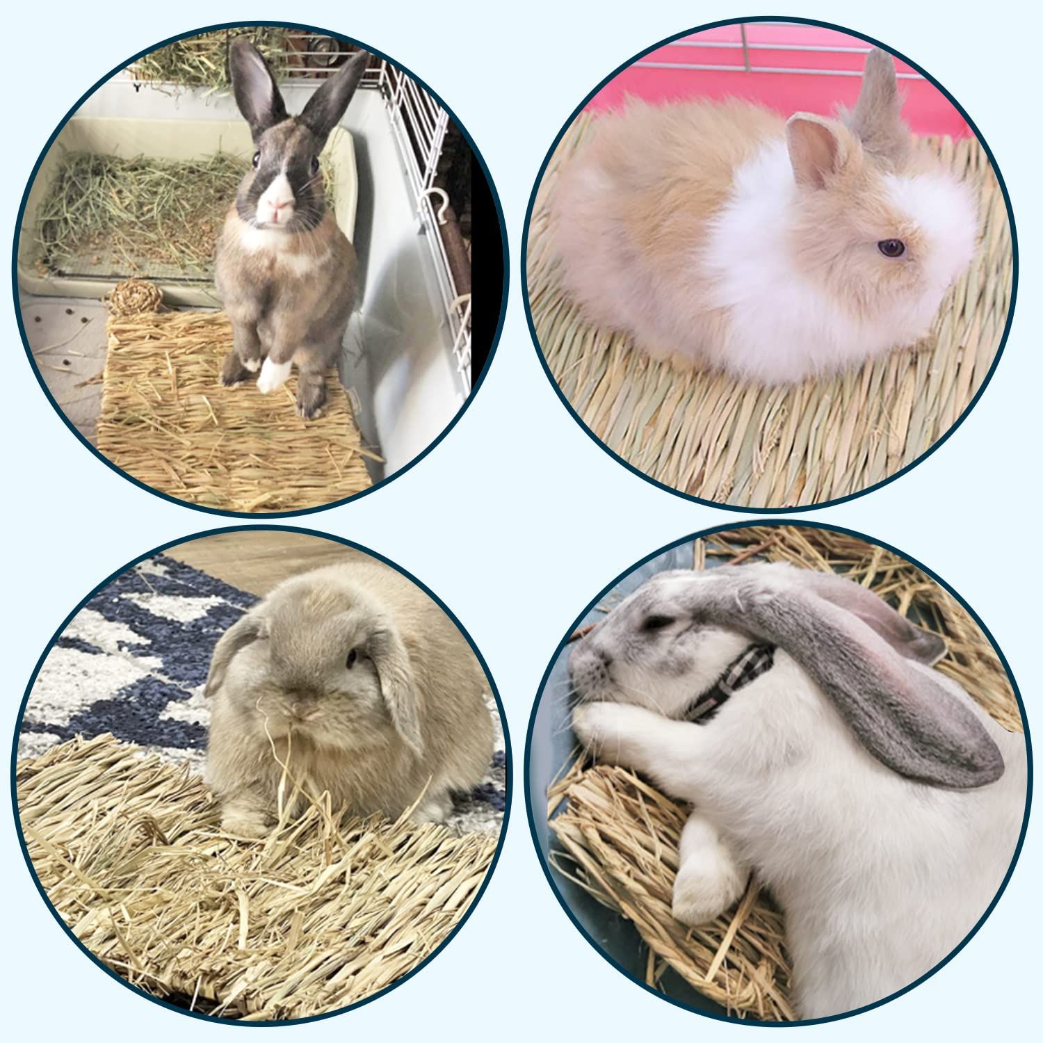 2pcs Woven Grass Mat - All Natural Chewable Grass Mat for Small Pets Pig Foot Mat Rabbit Grass Nest Pet Supplies(small size) — image 4