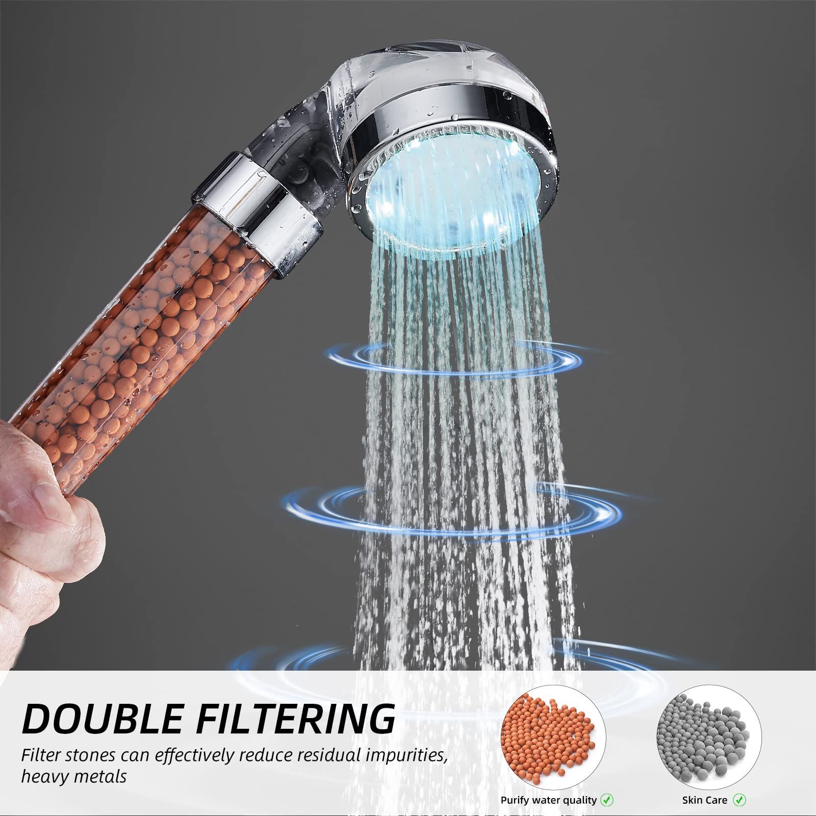 Filtered Shower Head with Handheld, High Pressure Shower Head with Filter, Water Saving Spray Handheld Showerheads