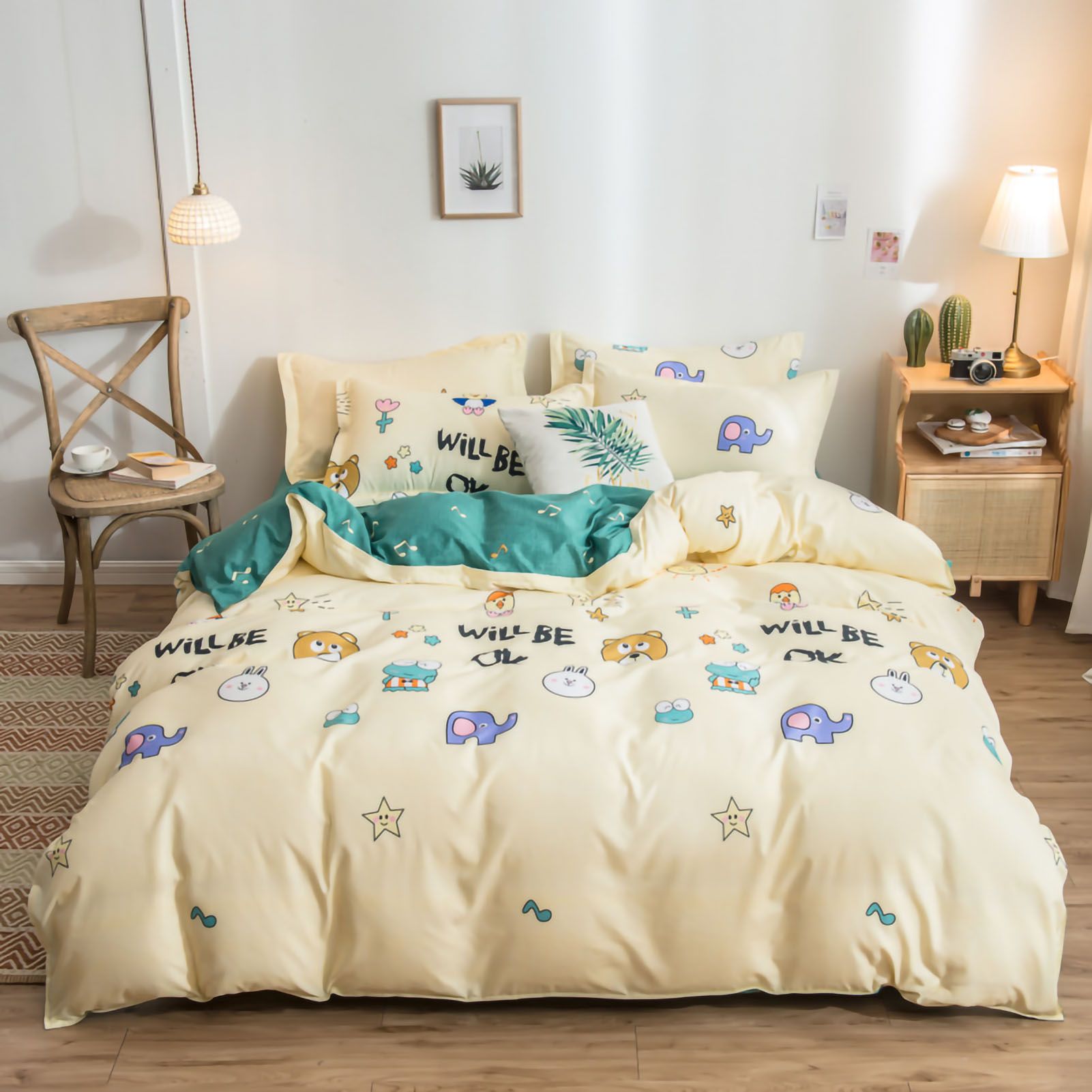 Skin Friendly Quilt Cover Thickened Polyester Soft Brushed Duvet Cover Quilt Bedding for Dormitory Bedroom Animal 180 × 220cm