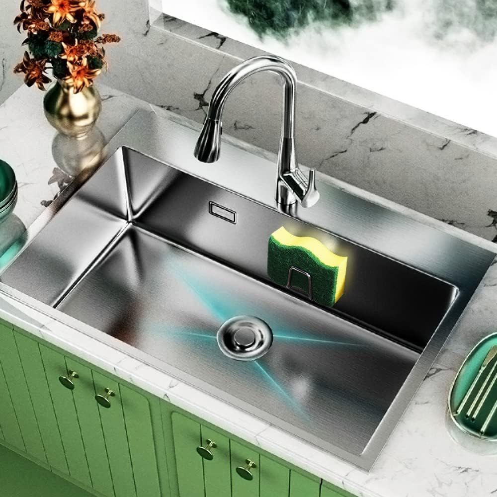 Sponge Holders for Kitchen Sink Adhesive Sponge Holder Sink Caddy 304 Stainless Steel Rust Proof Waterproof, Quick Drying — image 2