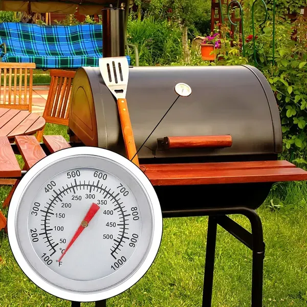 Stainless Steel Analogue BBQ Grill Thermometer with 5 cm Dial and 4 cm Probe for Smokers, Grills and Outdoor Cooking, Silver — image 3