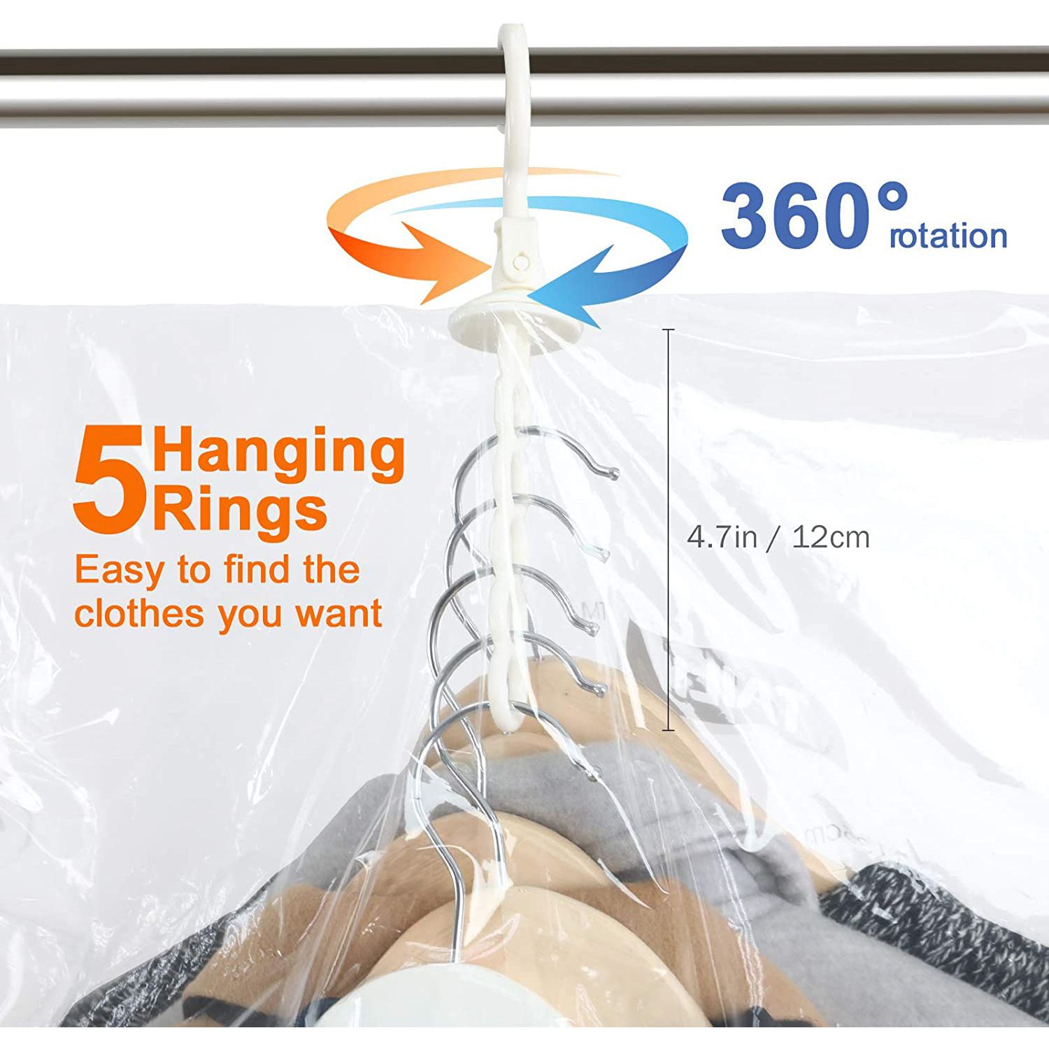 Hanging Vacuum Storage Bags Space Saver Bags for Clothes, 4 PackVacuum Seal Storage Bag for Suits, Coats or Jackets — image 3