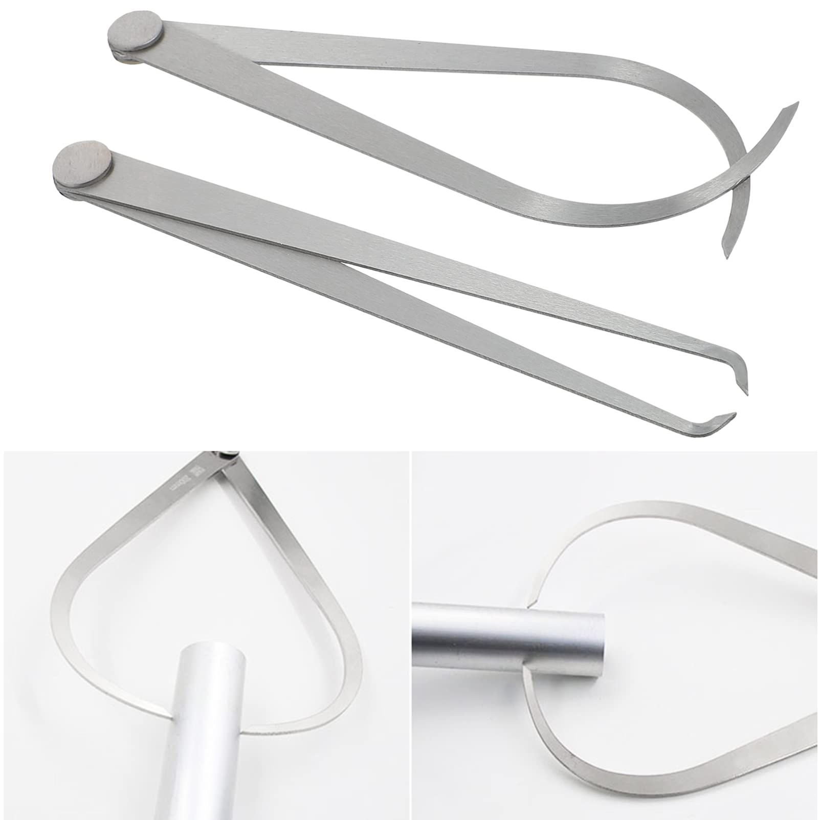 Steel Inside Outside Caliper Tools, Joint Measurement Kit with Bent and Straight-Leg for Measuring Ceramic Sculpture 2pcs 200mm — image 4