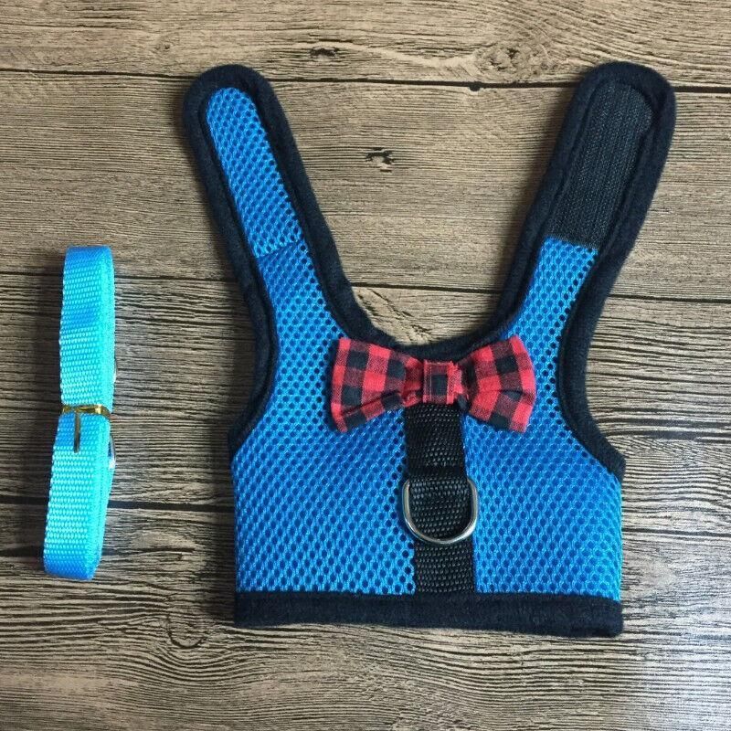 Rabbit Vest Harness Leash Lead Small Animal Pet Mesh Hamster Bunny Traction Rope M - Black — image 6