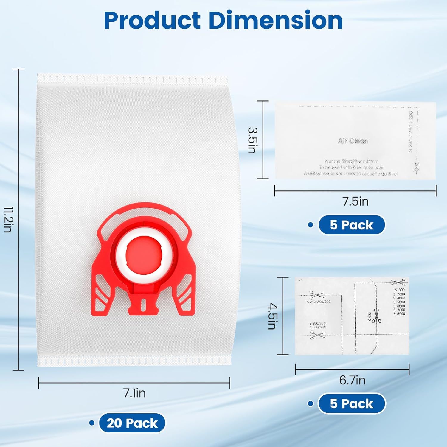 20 Pack 3D Airclean JM Vacuum Cleaner Bags Compatible with Miele JM Vacuum Cleaner, Compact C1, Compact C2, Complete C1, S241, S290, S300i, S500, S700, S4, S6 — image 2