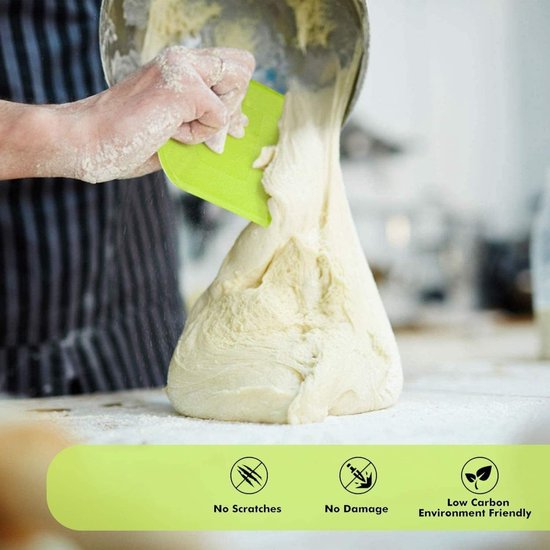 Dough Scraper - 3-Piece - Bread Scraper - Flexible Bowl Scraper - Home Baking Supplies - Green and White โ image 4