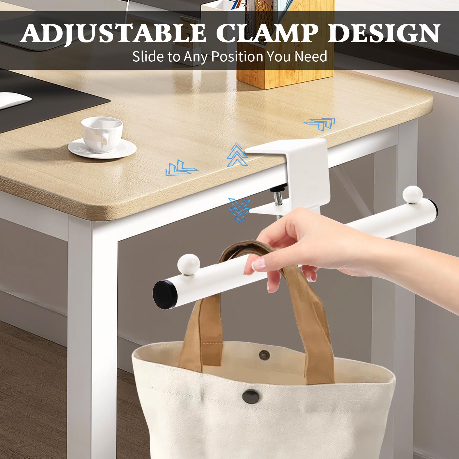 Handbag Hanger Set for Wardrobes and Doors, Space-Saving Storage Hooks for Bags, Scarves and Accessories, White — image 3