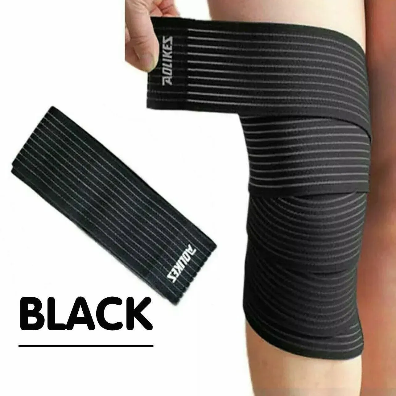 Sports Gym Bandage Wrap Compression Strap Wrist Knee Leg Ankle Elbow Band 180Cm - White+Grey โ image 4